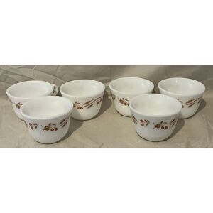 Vintage Pyrex Coffee Cups Mugs‎ Wheat & Berries Corning USA Set of 6